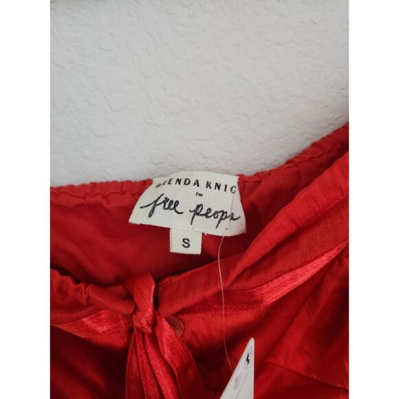 Free People x Brenda King Red Satin Corset Top with Ruched Straps – NWT | Size S - Picture 3 of 9